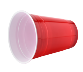 Red plastic party cup isolated