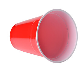 Red plastic party cup isolated