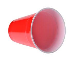 Red plastic party cup isolated