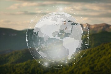 World's globe on green nature background