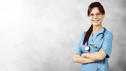 Beautiful young female, healthcare workers