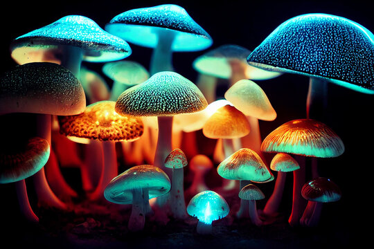 Mushroom Wallpaper ,Fantasy Wallpaper, 4K, Mushroom Light, Fantasy Mushroom, Jungle, Forest Mushroom, Jungle Background,