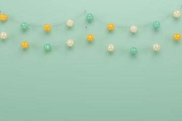 Christmas shining garland. Realistic 3d design light effect. New year decorative element multicolored lamps. colored Neon bulb Xmas holiday decor, 3d rendering