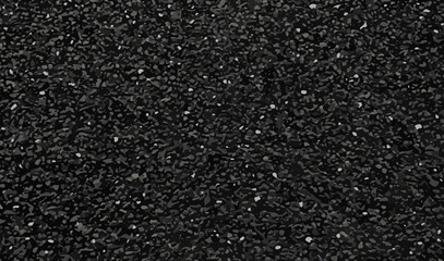 Black asphalt vector texture. Bitumen gray pattern. Grainy road, top view. Street close up background. Tarmac surface closeup. Highway grit material. Seamless stone floor. Dark concrete gravel