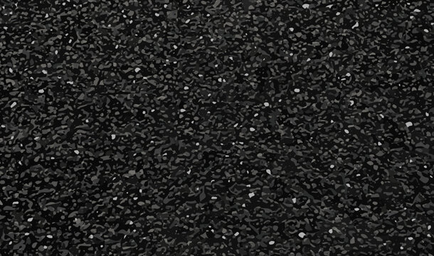 Black Asphalt Vector Texture. Bitumen Gray Pattern. Grainy Road, Top View. Street Close Up Background. Tarmac Surface Closeup. Highway Grit Material. Seamless Stone Floor. Dark Concrete Gravel