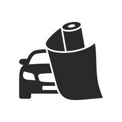 Car wrap icon. Paint Protection Film, PPF. Vinyl wrap. Car wrapping. Vector icon isolated on white background. 