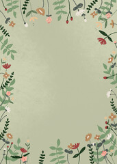 frame with flowers green