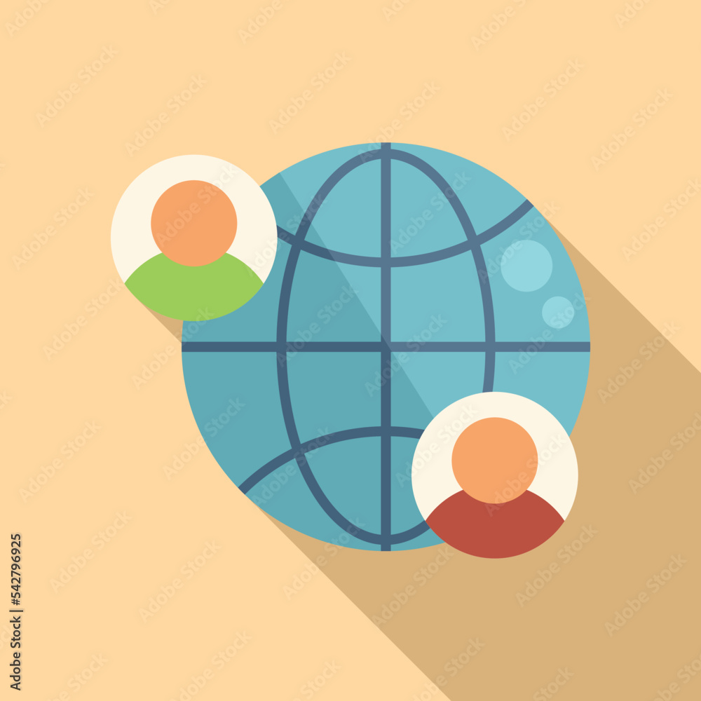 Poster Global people market icon flat vector. Segment target. Business share