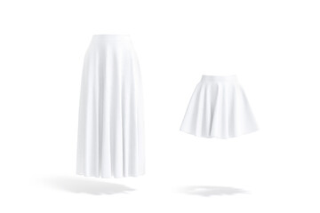 Blank white women maxi and mini skirt mockup, front view