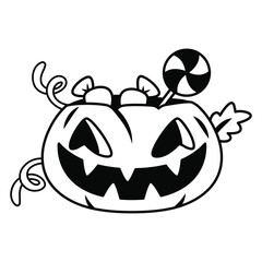Isolated pumpkin with candies Halloween season Vector