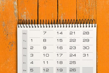 Blank classic office desk calendar
