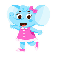 Isolated happy female elephant character Vector