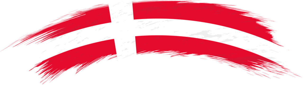 Flag of Denmark in rounded grunge brush stroke.