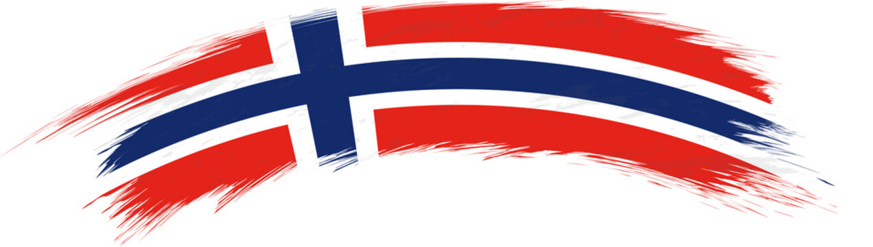 Flag of Norway in rounded grunge brush stroke.