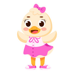 Isolated happy female duck character Vector