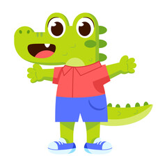 Isolated happy male cocodrile character Vector