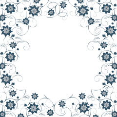 picture of a frame with climbing stems of plants on a light background