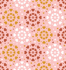 Abstract Vector Mandala Style Tiny Hearts Dots Seamless Lingerie Pattern Trendy Fashion Colors Perfect for Allover Fabric Print or Wrapping Paper