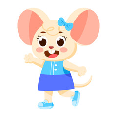 Isolated happy female mouse character Vector