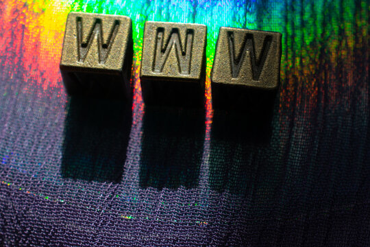 The word WWW consists of metal cubes with letters,