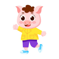 Isolated happy male pig character Vector