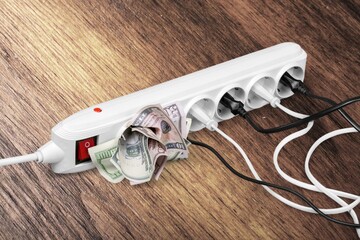 Classic white electrical socket in floor. Crisis concept.