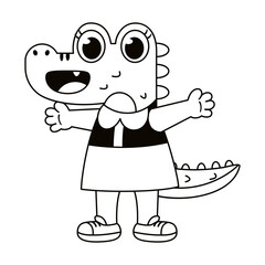 Isolated happy female alligator character Vector
