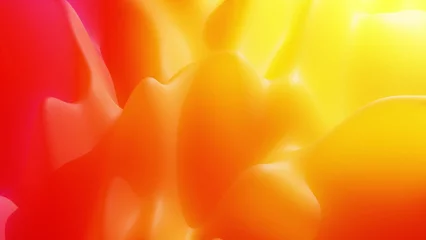 Fotobehang Rood Stylish abstract background, surface of soft translucent material like peach jelly. Creative soft bright 3d bg with inner glow for festive events. Red orange yellow gradient. 3d render  © Green Wind