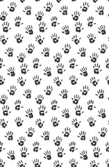 Cute cartoon handprints, seamless pattern