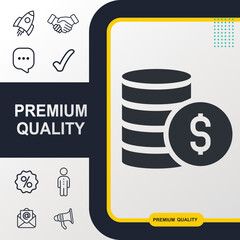 Coin icon graphic element. Modern design.