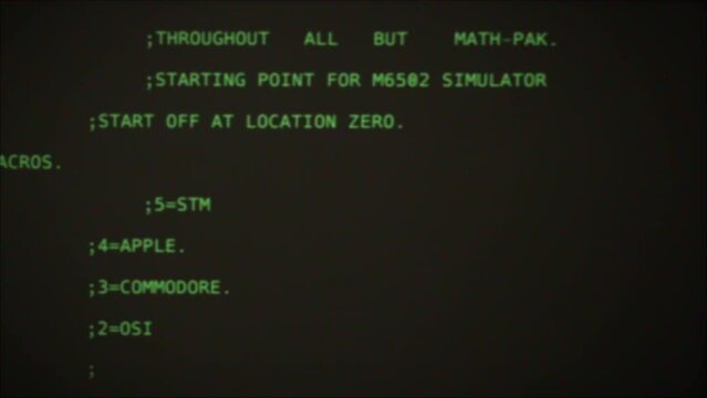 Retro pc with loading code console, programmer making scripts, green basic screen, Old computer studio close-up, Desktop vintage retro wave display, late 90s PC.