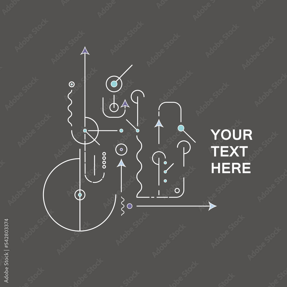 Poster Abstract technology circuit board. Connect lines, circles and other shapes on background