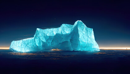 Seascape of Antarctica with an iceberg. Large white iceberg on a background of blue water.