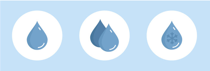 Blue water drop shape set.