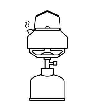 camping kettle boiling on stove clip art preview