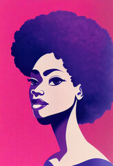 Portrait of beautiful smiling African American woman. Fashion and beauty concept. illustration.