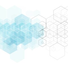 Blue hexagon background. Abstract decor element. Presentation template.