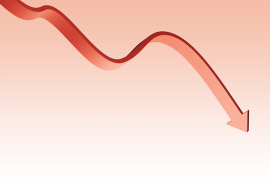 Red arrow. Down, decline or crisis concept.