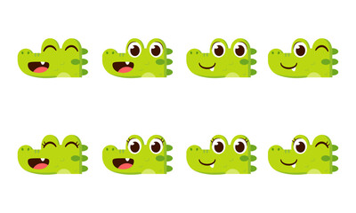 Set of cute happy alligator avatar characters Vector