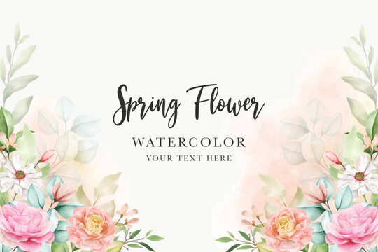 hand drawn watercolor floral background card set