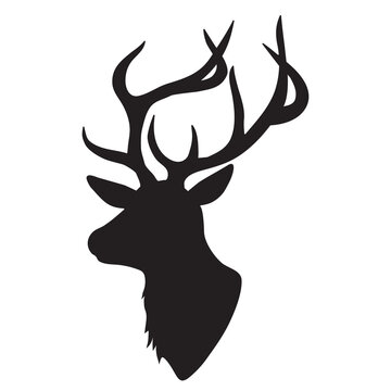Deer head silhouette vector cartoon illustration