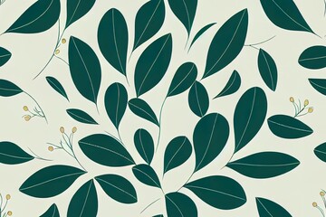 Elegant seamless pattern with delicate leaves. 2d illustrated Hand drawn floral background for fabric wallpaper print cover banner and invitation.