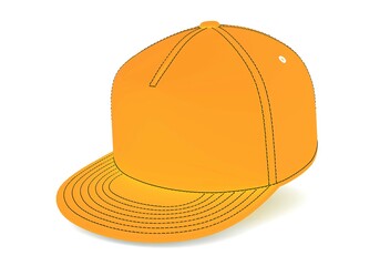 Images of yellow baseball cap isolated on white background. 3d rendering.