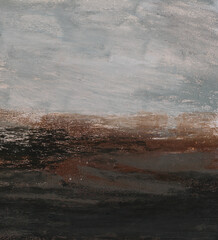 Abstract autumn landscape. Versatile artistic image for creative design projects: posters, banners, cards, magazines, prints, covers, brochures, wallpapers. Muted colors.