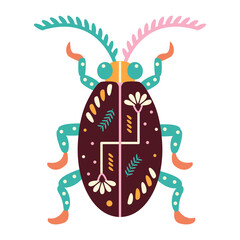 Isolated neutral colored cockroach bug with patterns Vector