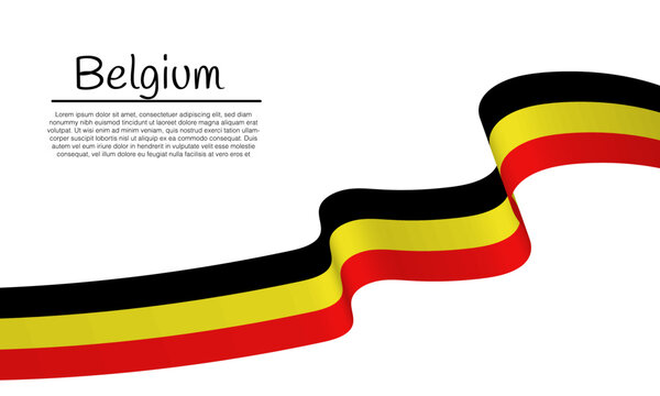 Waving ribbon with belgium flag template for independence day poster design