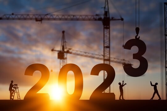 Silhouette of people team and 2023 numbers