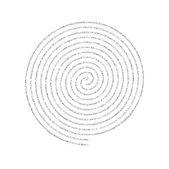 Fototapeta premium Dotted spiral shape. Stippled thin helix. Sand grain texture swirl or twirl element. Dot work spin symbol
