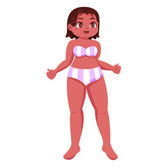 Isolated happy colored plus size model character Vector