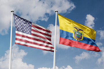 3D illustration, United States and Ecuador alliance and meeting, cooperation of states.